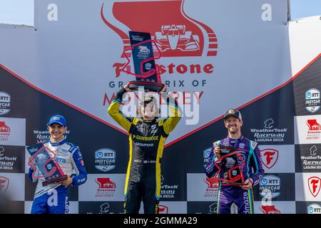 Monterey, Californie, États-Unis. 19 septembre 2021. COLTON HERTA (26) de Valence, Canada remporte le Grand Prix Firestone de Monterey au circuit WeatherTech Laguna Seca de Monterey, en Californie. (Credit image: © Riley Bridges Grindstone Media G/ASP via ZUMA Press Wire) Banque D'Images