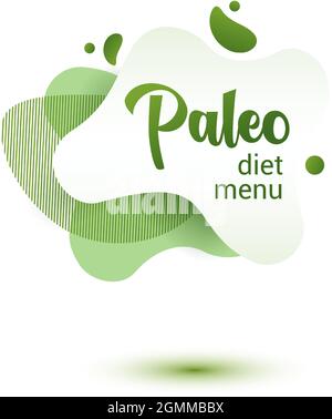 Paleo Diet Fendly badge. Vert amoeba design de l'autocollant pour le menu de régime paleo, affiche, circulaire. Illustration de Vecteur