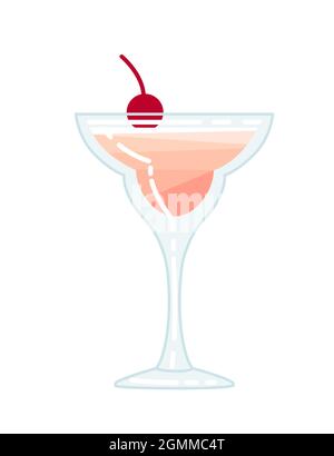 Punch de printemps à cocktail alcoolisé en verre avec illustration vectorielle de baies de cerisier représentant une boisson de plage d'été sur fond blanc Illustration de Vecteur