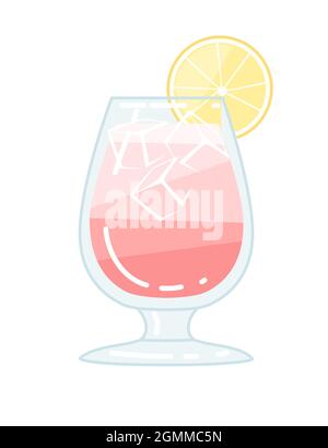 Gobelet à cocktail alcoolisé en verre avec une tranche de citron vecteur illustration de la boisson de plage d'été sur fond blanc Illustration de Vecteur