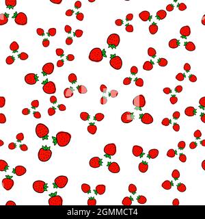 Motif sans couture provenant d'un ensemble de trois fraises à boeuiller dessinées à la main. Illustration vectorielle. SPE 10 Illustration de Vecteur