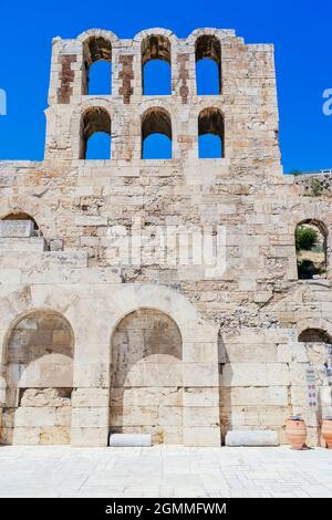 Odéon d'Hérode Atticus, au versant sud de l'Acropole, Athènes, Grèce, Europe, Banque D'Images