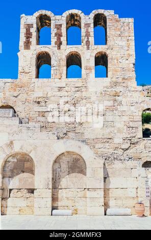 Odéon d'Hérode Atticus, au versant sud de l'Acropole, Athènes, Grèce, Europe, Banque D'Images