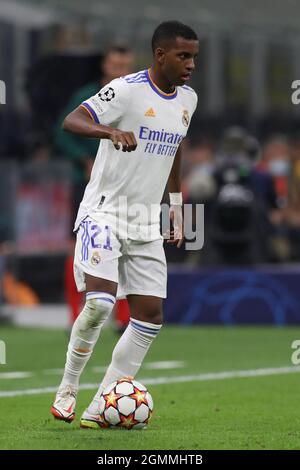 Milan, Italie, 15 septembre 2021. Rodrygo du Real Madrid lors du match de l'UEFA Champions League à Giuseppe Meazza, Milan. Le crédit photo devrait se lire: Jonathan Moscrop / Sportimage Banque D'Images