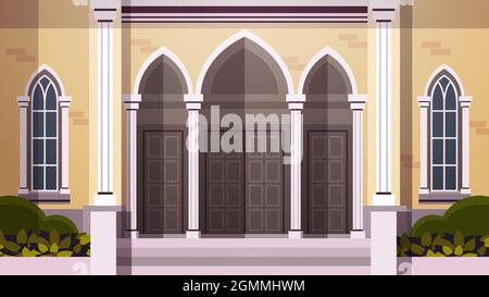 façade contemporaine de l'église catholique architecture religion chrétienne culture concept horizontal Illustration de Vecteur