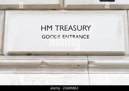 HM Treasury Goods Entrance, Londres, Royaume-Uni Banque D'Images