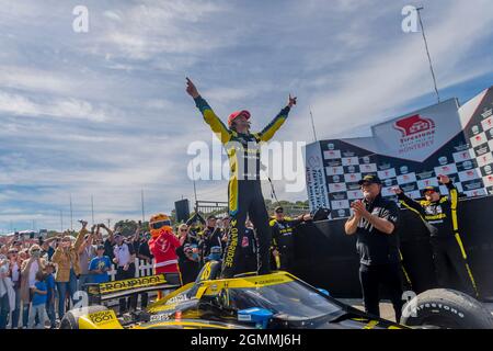 Monterey, Californie, États-Unis. 19 septembre 2021. COLTON HERTA (26) de Valence, Canada remporte le Grand Prix Firestone de Monterey au circuit WeatherTech Laguna Seca de Monterey, en Californie. (Credit image: © Eddie Hurskin Grindstone Media/ASP via ZUMA Press Wire) Banque D'Images