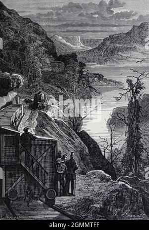 Le Grand Lac salé. Du livre ' autour du monde en quatre-vingt jours ' de Jules Verne (1828-1905) traduit par Geo. M. Towle, publié à Boston par James. R. Osgood & Co. 1873 première édition aux États-Unis Banque D'Images