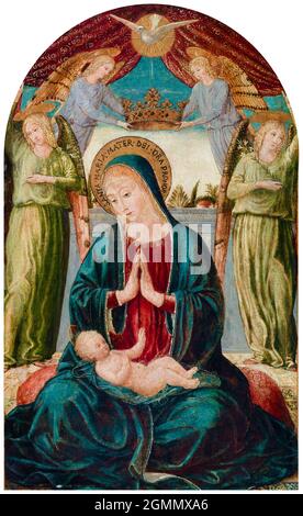 Madonna et l'enfant aux anges, peinture de Benoiszzo Gozzoli, 1490-1499 Banque D'Images