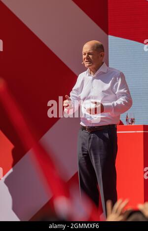 MUNICH, ALLEMAGNE - SEPTEMBRE 18 : OLAF Scholz des sociaux-démocrates (SPD) le 18 septembre 2021 à Munich, Allemagne. Banque D'Images