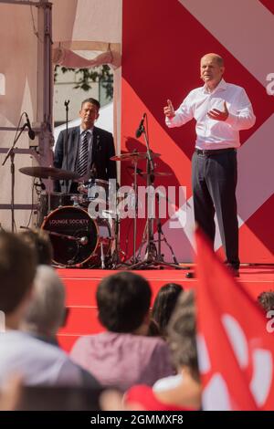 MUNICH, ALLEMAGNE - SEPTEMBRE 18 : OLAF Scholz des sociaux-démocrates (SPD) le 18 septembre 2021 à Munich, Allemagne. Banque D'Images