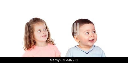 Portrait des enfants isolés sur un fond blanc Banque D'Images