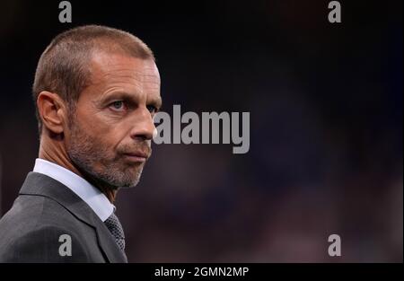 Photo du dossier datée du 14-09-2021, du président de l'UEFA, Aleksander Ceferin. Date de publication : lundi 20 septembre 2021. Banque D'Images