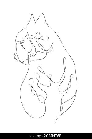 Vecteur du nouvel an chinois TIGER en continu, style art de ligne. Symbole asiatique de 2022 ans dessiné à la main dans le style bohème. Chat sauvage simple sur fond. Illustration de Vecteur