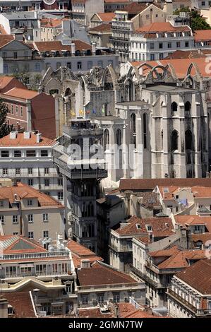 Elevador do carmo dans la vieille ville, Portugal, Lisbonne Banque D'Images