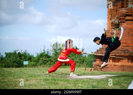 Vietnamienne martiale dans la province de Binh Dinh au centre du Vietnam Banque D'Images