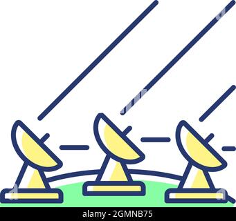 Icône de couleur RVB jaune du système de satellite terrestre Illustration de Vecteur