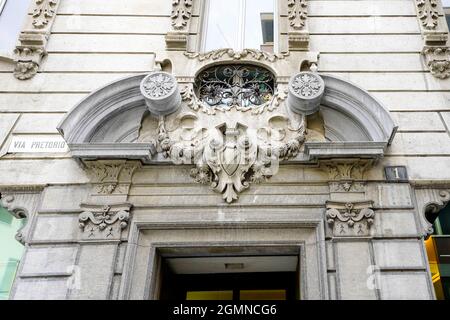 Palais Pagnamenta (Palazzo 1909) par via Pretorio 1, architecte Paolo Zanini, 1908, Lugano, Canton du Tessin, Suisse. Banque D'Images