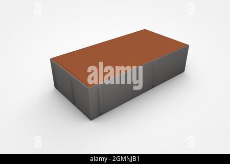 Béton préfabriqué pavé pour sols sur fond blanc, illustration 3D Banque D'Images