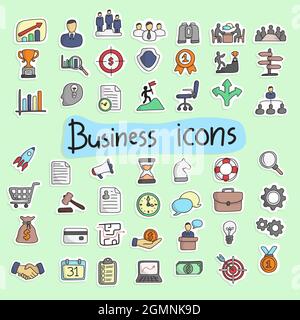 icône dessinée à la main colorée vecteur d'illustration isolé sur fond vert Illustration de Vecteur