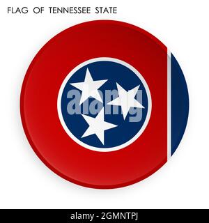 Icône de drapeau de l'état américain du Tennessee dans le style néo-omorphisme moderne. Bouton pour applications mobiles ou Web. Vecteur sur fond blanc Illustration de Vecteur