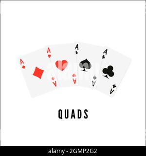 ACE. Jouer à la carte quatre d'une sorte ou quads. Cartes de gain de poker ou de blackjack. Illustration vectorielle Illustration de Vecteur