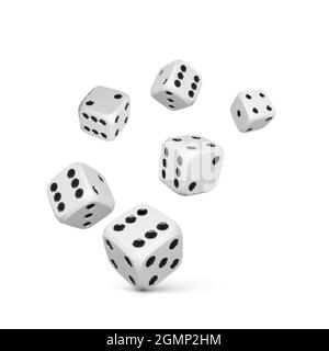 Dés. Effectuez un rendu blanc réaliste des dés. Casino et fond de pari. Illustration vectorielle Illustration de Vecteur
