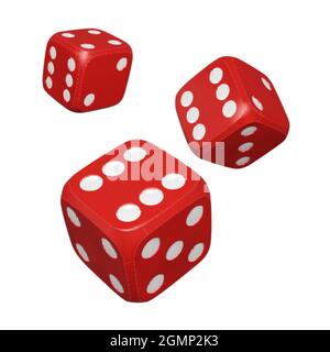 3d Dice. Craps rouges réalistes. Casino et fond de pari. Illustration vectorielle isolée sur blanc Illustration de Vecteur