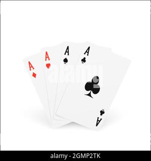 Jouer à la carte quatre d'une sorte ou quads. Design ACE élément de jeu cazino. Cartes réalistes de poker ou de blackjack. Illustration vectorielle Illustration de Vecteur