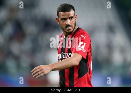 Turin, Italie. 19 septembre 2021. Alessandro Florenzi de l'AC Milan regarde pendant la série Un match entre Juventus FC et AC Milan. Banque D'Images