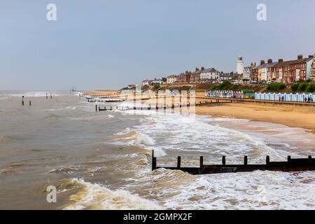 La station balnéaire de Southwold depuis la jetée, Suffolk, Angleterre Banque D'Images