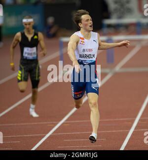 ZURICH - SUISSE 8 septembre 21 : Karsten Warholm (NOR) en compétition dans les 400 m haies à la finale de la ligue de diamants de Wanda au stade Letzigrund, Zurich Banque D'Images