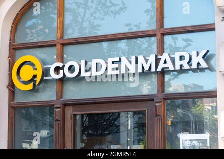 Lodz, Pologne - 7 juin 2021 : logo et signe de Goldenmark. Banque D'Images