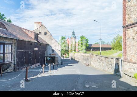 Lesna, Pologne - 2 juin 2021 : Château de Czocha, château défensif dans le village de Czocha. Banque D'Images