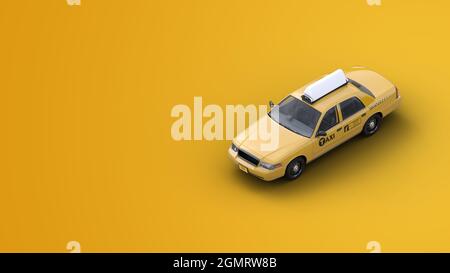 Le taxi ce que vous voyez dans tous les films :) (taxi rendu 3d, orthographique, isométrique, illustration, New York taxi jaune) Banque D'Images