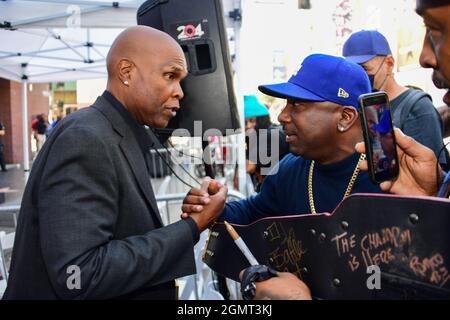 Personnalité de la radio Big Boy lors d'une cérémonie de la marche de la renommée à Hollywood pour le vrai DJ Kurt 92.3 « Big Boy » Alexander, le mercredi 8 septembre 2021, à Los Angeles. Banque D'Images