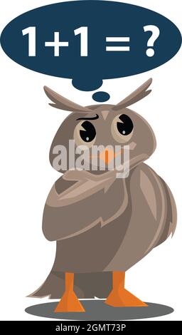 Chouettes de l'école. Colorer les oiseaux mignons étudiant les mathématiques à l'école. L'enseignement des personnages vectoriels de dessin animé Illustration de Vecteur