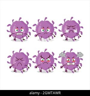 Personnage de dessin animé de particules de virus avec diverses expressions en colère. Illustration vectorielle Illustration de Vecteur