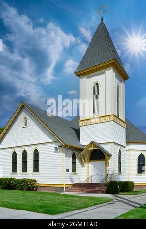 L'église presbytérienne du mémorial Graham, construite en 1890, un bâtiment de style renaissance de la Reine Anne de Californie avec de merveilleux détails architecturaux sacrés, CA Banque D'Images