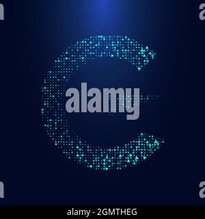 Lettre G triangulaire futuriste en demi-ton. Illustration de lettre isolée sur fond sombre. Illustration de Vecteur