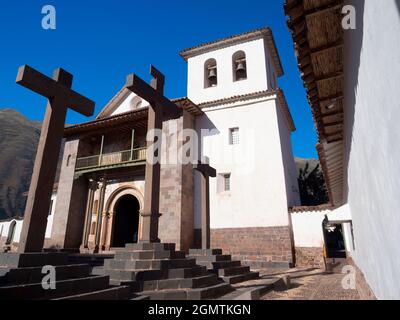 Andahuaylillas Pérou - 18 mai 2018 San Pedro AP—stol de Andahuaylillas l'église proche de Cusco est souvent redite comme la chapelle Sixtine des Andes, Banque D'Images