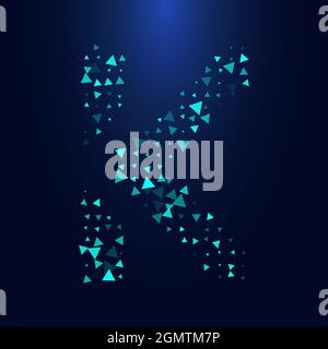 Lettre triangulaire futuriste K en demi-ton. Illustration de lettre isolée sur fond sombre. Illustration de Vecteur