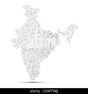 Résumé pointillé Halftone sur fond blanc avec carte de l'inde. Ligne technologique numérique en pointillés, sphère de conception, point et structure. Illustration vectorielle Illustration de Vecteur