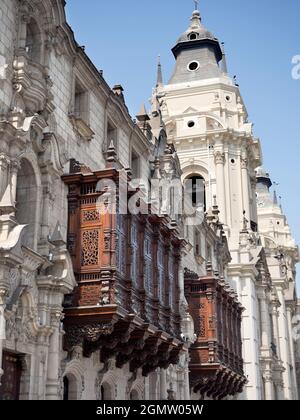 Lima, Pérou - 10 mai 2018 la Plaza Major est le coeur de la ville de Lima, Pérou; elle abrite tous les grands bâtiments administratifs et religieux de la Banque D'Images