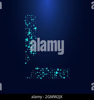 Lettre triangulaire futuriste L en demi-ton. Illustration de lettre isolée sur fond sombre. Illustration de Vecteur