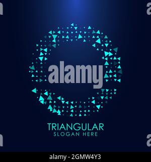 Lettre triangulaire futuriste O en demi-ton. Illustration de lettre isolée sur fond sombre. Illustration de Vecteur