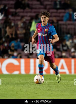 ESPAGNE-SOCCER-LA LIGA SANTANDER-FCB VS GRENADE CF. FC Barcelone (30) Gavi lors du match de la Liga Santander entre le FC Barcelone et Grenade CF à Camp Nou, Barcelone, Espagne, le 20 septembre 2021. © Joan Gosa 2021 Banque D'Images