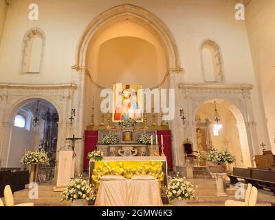 Taormina, Sicile, Italie - 20 septembre 2019 à l'intérieur de la petite église Saint Augustin de Taormina, Sicile. Taormina est un charmant petit tracteur sur une colline Banque D'Images