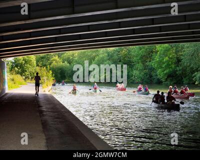 Iffley, Oxfordshire - Angleterre - le 13 juillet 2019 ; il est tôt un matin d'été, et je suis sur ma promenade quotidienne. Je suis sous un vieux pont à travers la Thames Rive Banque D'Images