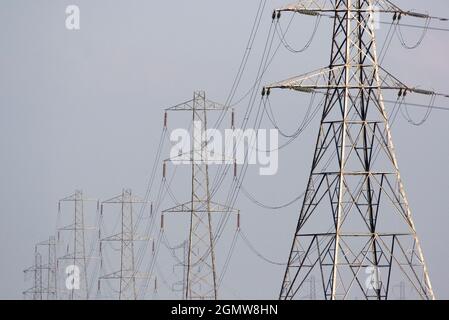 J'ai toujours été fasciné par nos pylônes du Royaume-Uni - ce que l'on appelle dans une grande partie du monde des tours de transmission. En marchant sur le paysage, ils ha Banque D'Images